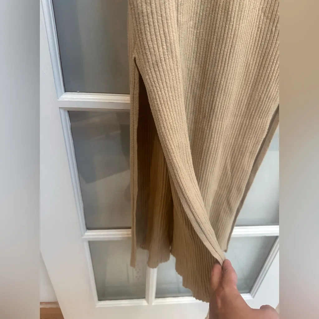 Lulu's Wicked Games Dark Beige Bodycon Ribbed Midi Dress Size Large L NWT - Image 6