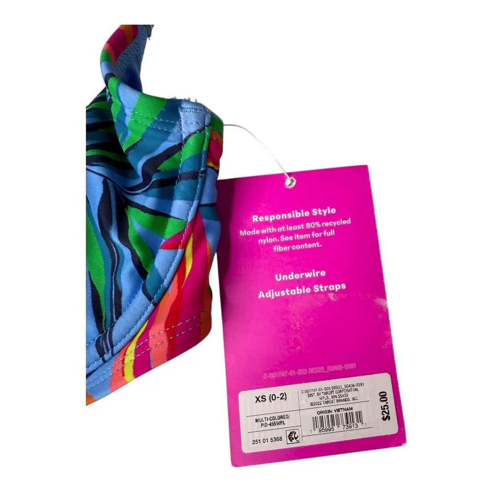 NEW Tabitha Brown SWIM Top Bikini Bra Women's XS 0/2 Underwire Adjustable Floral Blue - Image 4