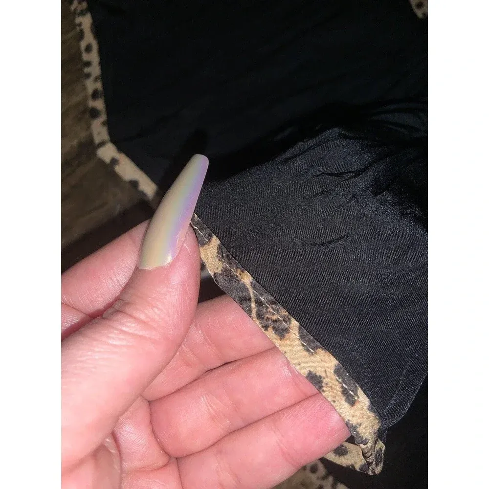 Roberto cavalli Satin Y2k designer Ruffle Skirt Cheetah luxury boho fall Vtg - Image 5