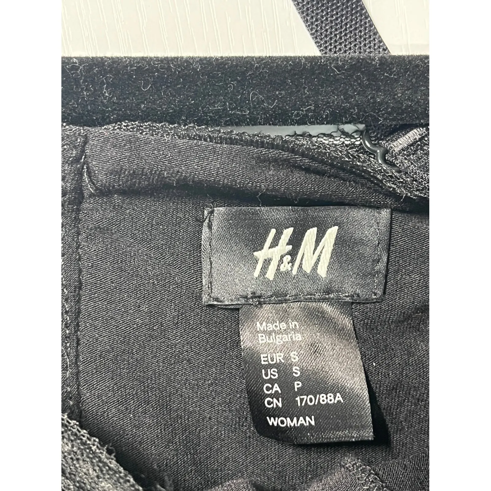 H&M Black Striped Sheer Mesh Overlay Fit Flare Dress Women's Size S - Image 3