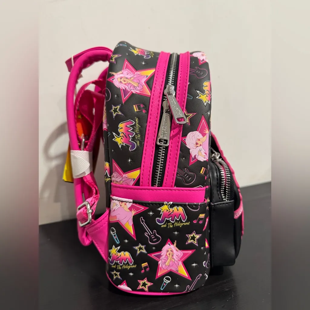 Loungefly Hasbro Jem and the Holograms Glitter All-Over Print Mini Backpack - Image 8
