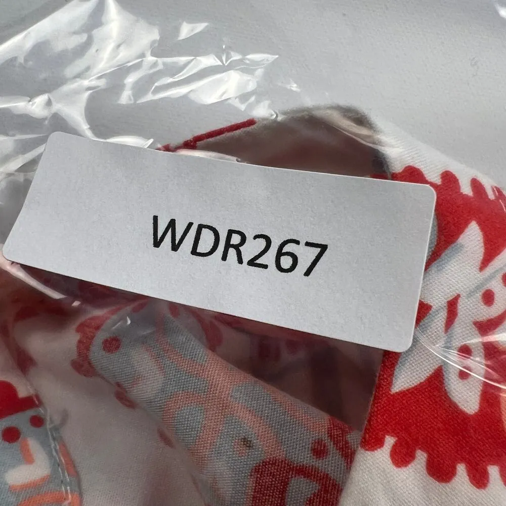 Croft & Barrow Split Neck Shirt Dress Integrated Belt Red Orange Paisley Size XL - Image 16