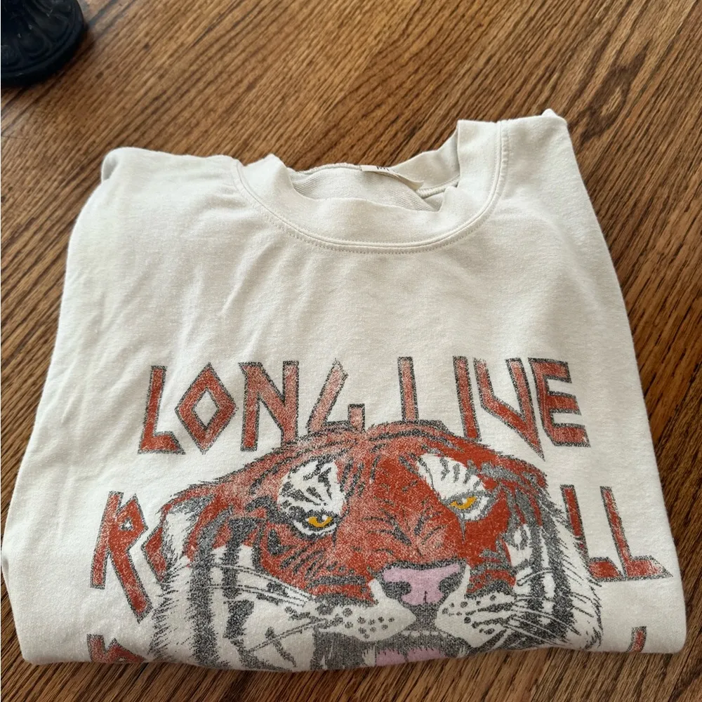 Wst Cst Long Live Rock n Roll Crew Neck Size Small Tan - Image 3