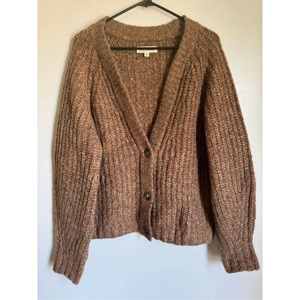 Lucky Brand chunky brown button wool shaker cardigan sz M women’s knitted cozy m - Image 2