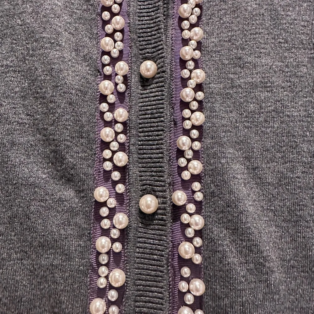 Zara Gray Pearl Embellished Cardigan Sweater Size‎ Small - Image 4