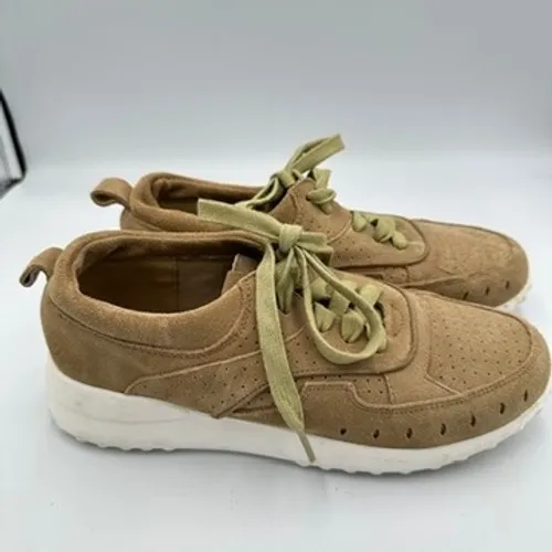 Matisse Top Notch Tan Faux Suede Perforated Lace Up Sneakers Women's Size 9M - Image 3