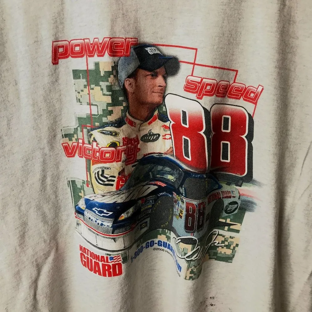 Vintage Y2K Power Speed Victory T Shirt Cream XL Extra Large NASCAR Racing Solid - Image 7