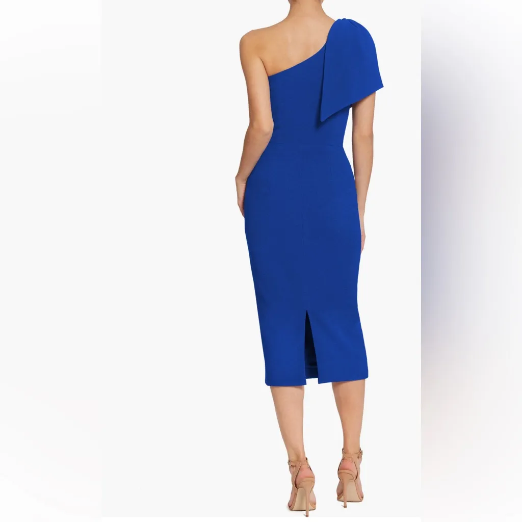 NWT Dress The Population Tiffany One Shoulder Midi Dress Electric Blue Size L - Image 5