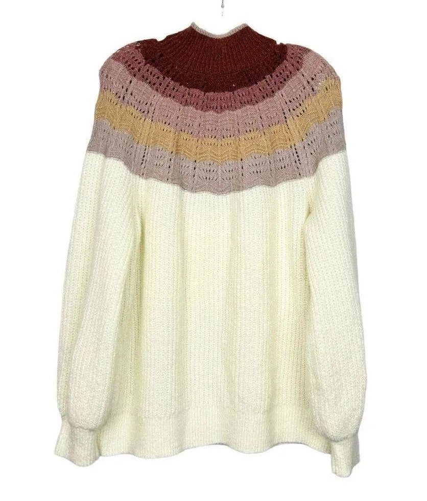 Maurices Ombre Mock Neck Pullover Sweater 1X Multicolor Long Blouson Sleeves - Image 5