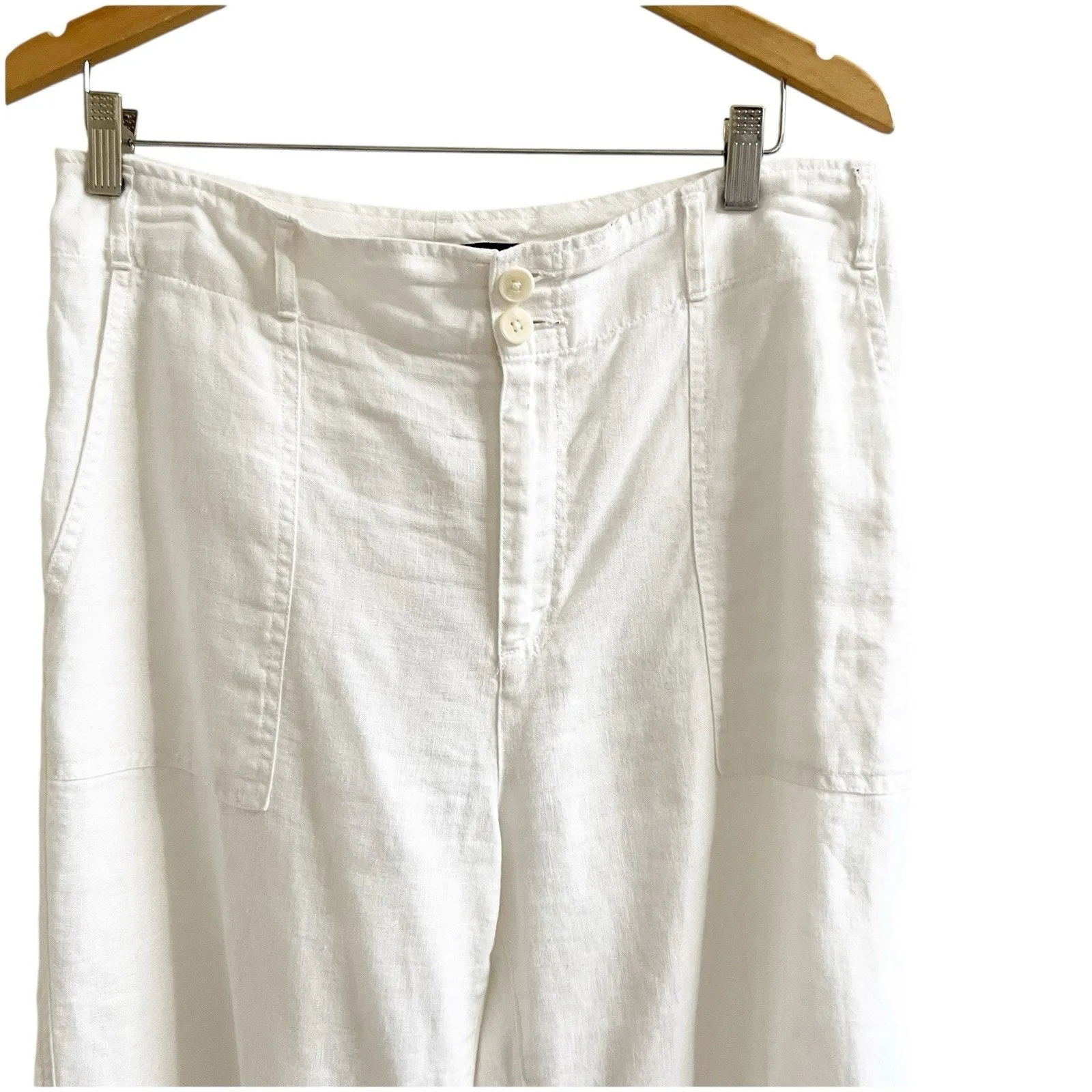 Lauren Ralph Lauren Pants Women's 10 White 100% Linen Wide Leg Drawstring Beach - Image 4