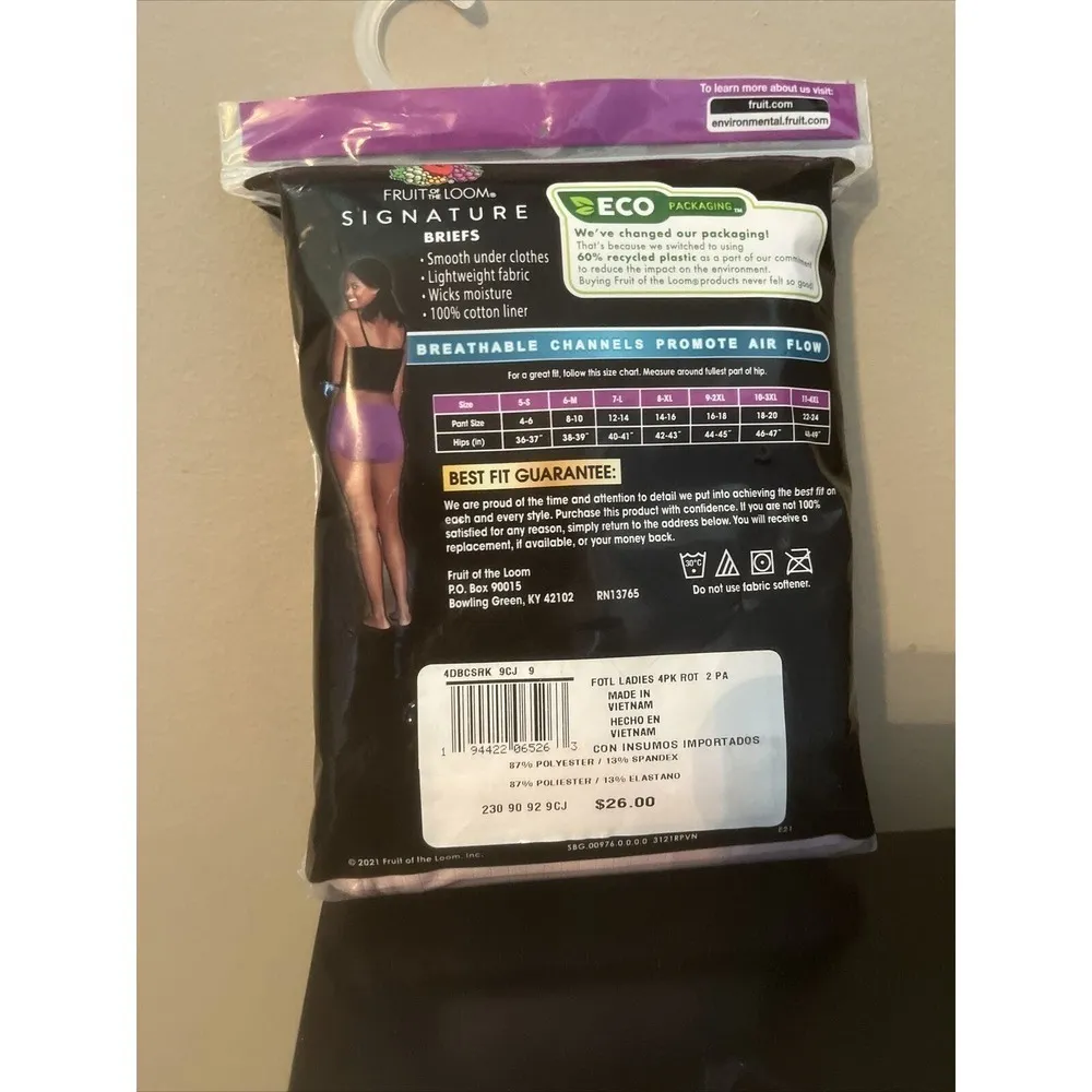4pk Fruit of the Loom Womens Breathable Briefs Cooling Stripes Sz 9 2XL - Image 2