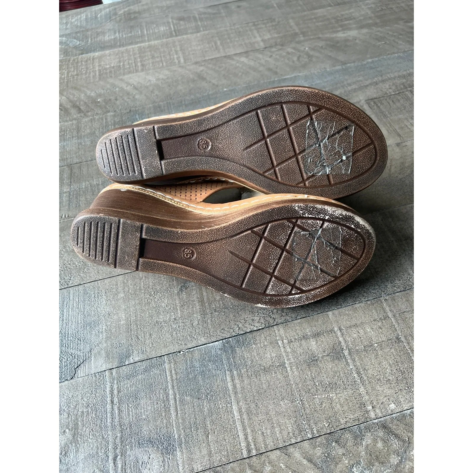 Alexis‎ Bendel Women's Brown Flower Heel Padded Sandals size 8.5 Tan - Image 7