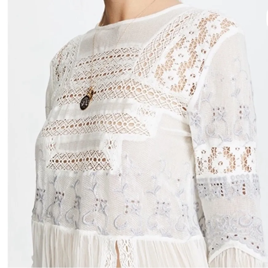 NWT Free People Sweet Sunny Days Gauze Tunic / Dress Ivory Small Retail $168.00 - Image 4
