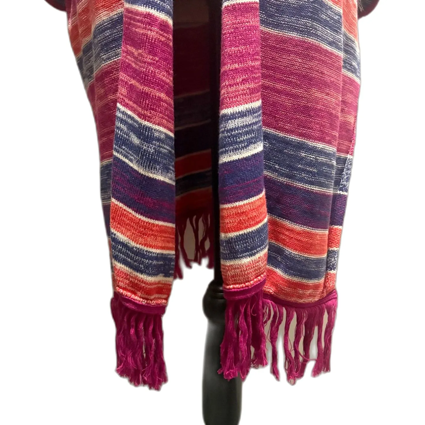 Wrangler Retro Knit Kimono Cardigan‎ Multicolor Fringe Trim Duster Size L/XL - Image 3