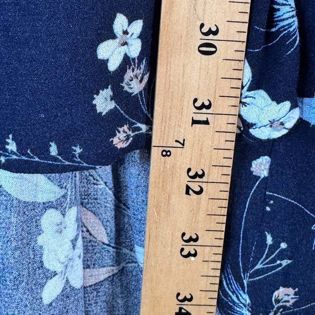 Umgee Blue Floral Bell Sleeve Mini Dress Womens M Boho Crochet Festival Tunic - Image 4