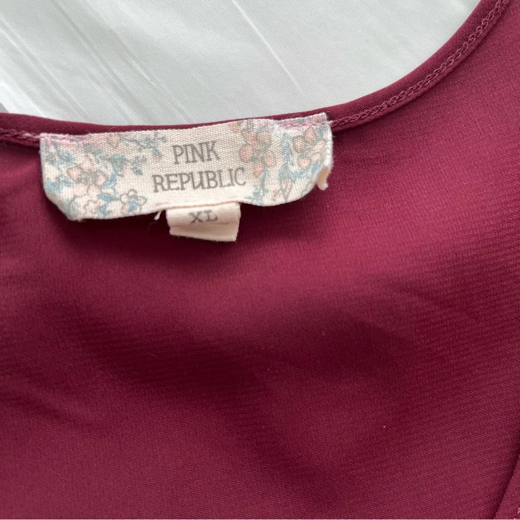 Pink Republic Tank Top Size XL Wine Color EUC - Image 7