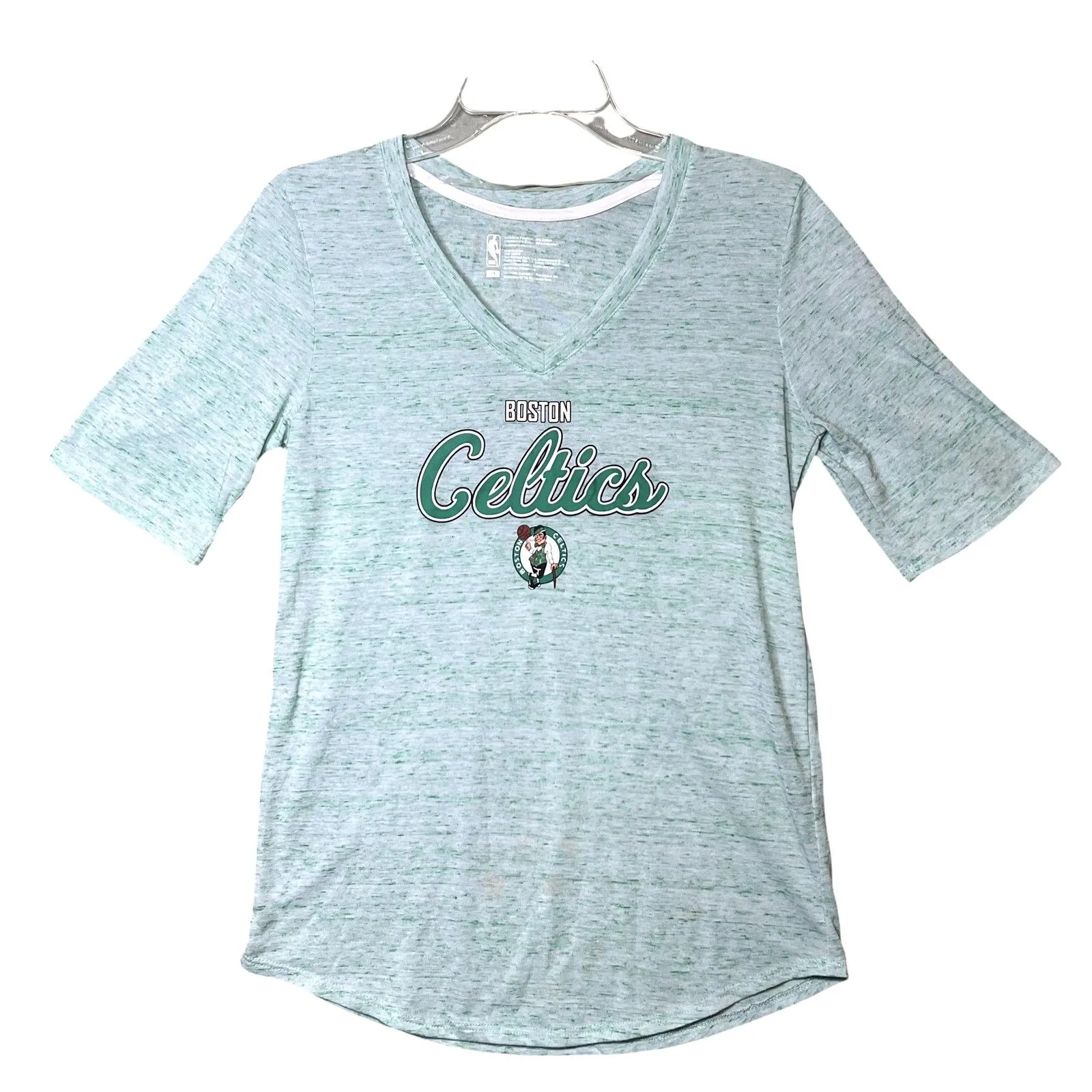 NBA Boston Celtics Shirt Womens Medium Green NBA Basketball V Neck Short Sleeve - Image 10