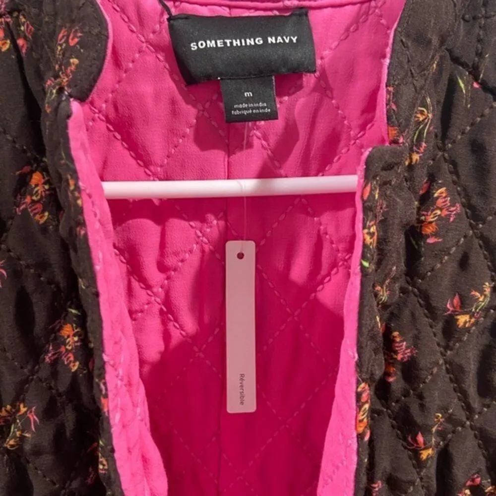 SOMETHING NAVY Women's Reversible Quilted Floral Jacket Sz M - Image 5