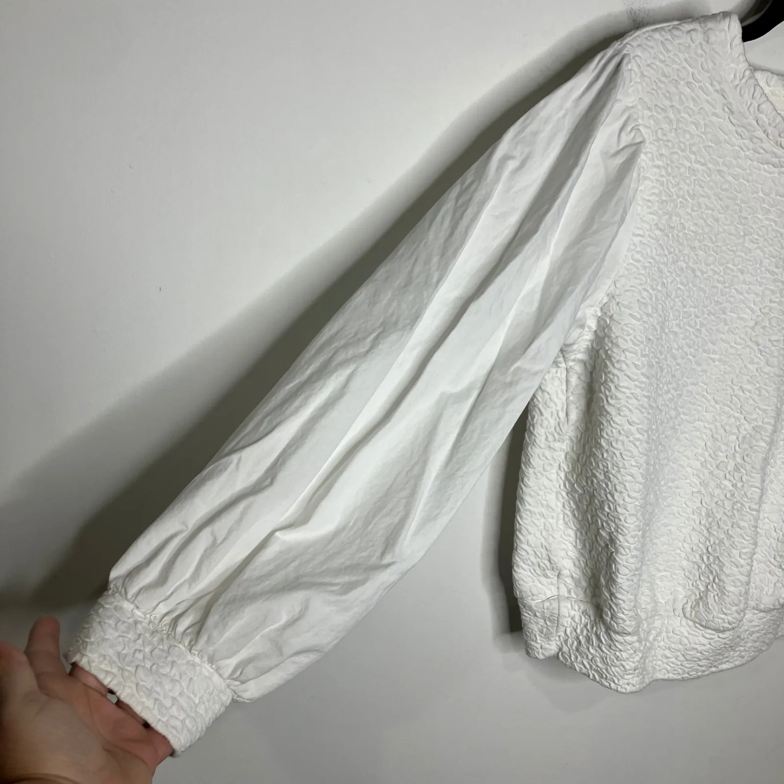 Anthropologie Porridge white texture long sleeve sweatshirt blouse women medium - Image 5