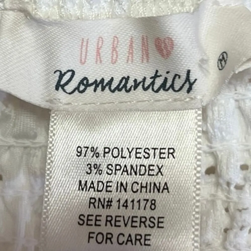 Urban Romantics White Eyelet Frill Flutter Sleeve Smocked Wrap Blouse Crop Top M - Image 3