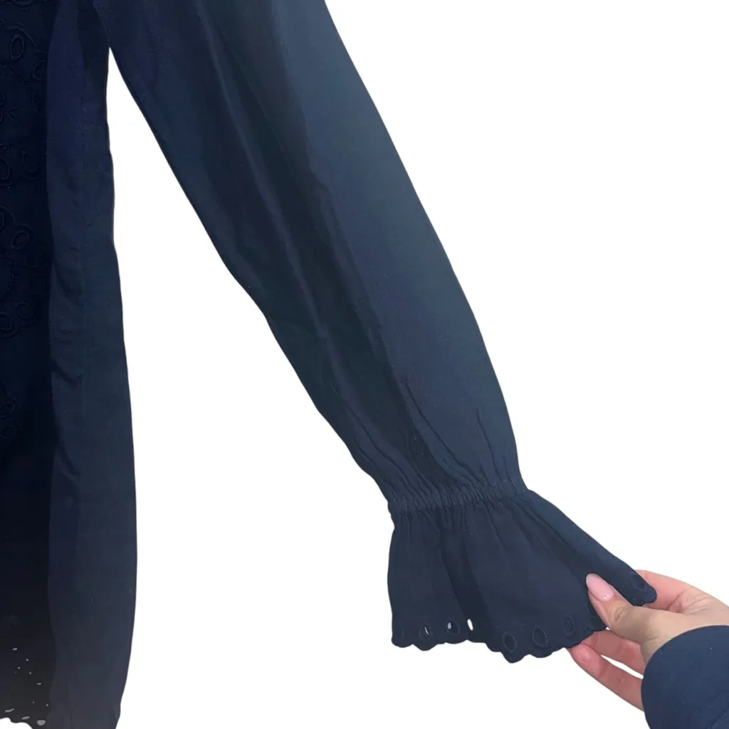 NEW NWT Hill House The Mila Dress One Shoulder Eyelet Dress In Navy Linen - Image 6