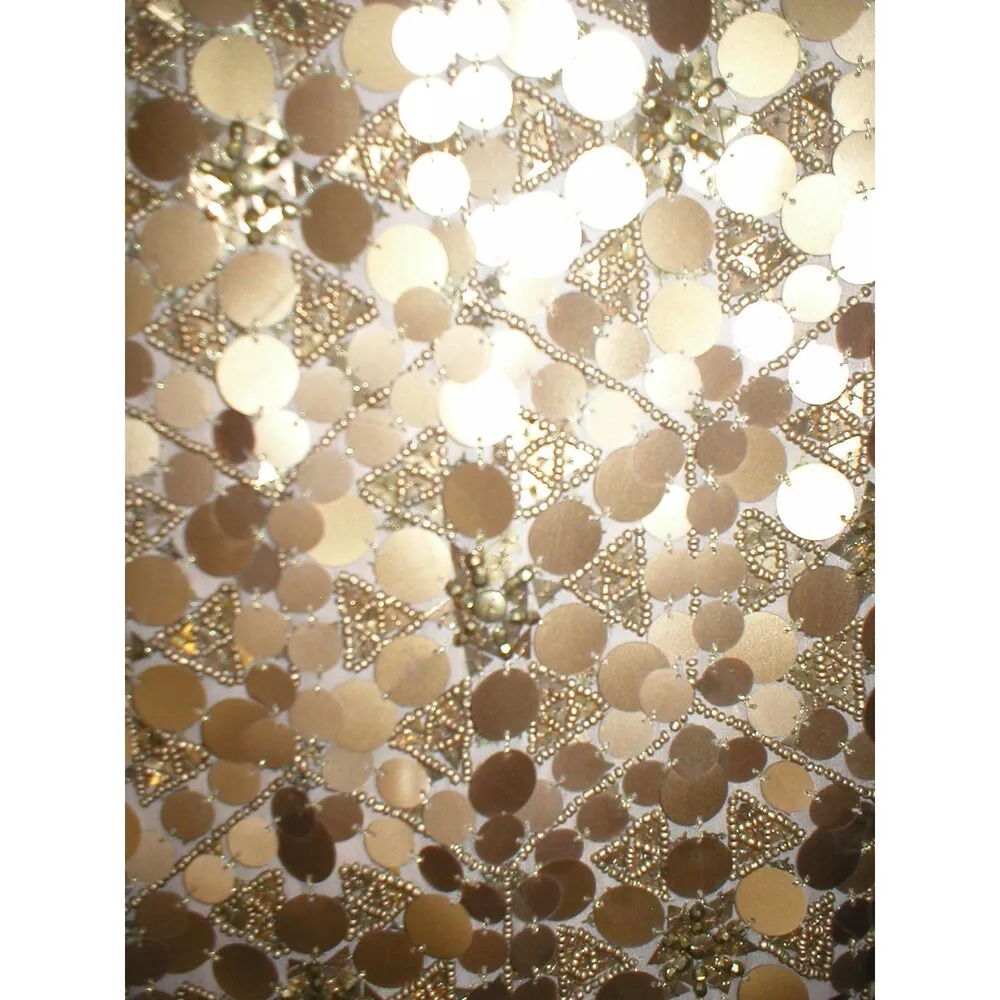 New Womens 10 NWT Matthew Williamson Designer Dress Gold Sequin Sleeveless Beads - Image 8