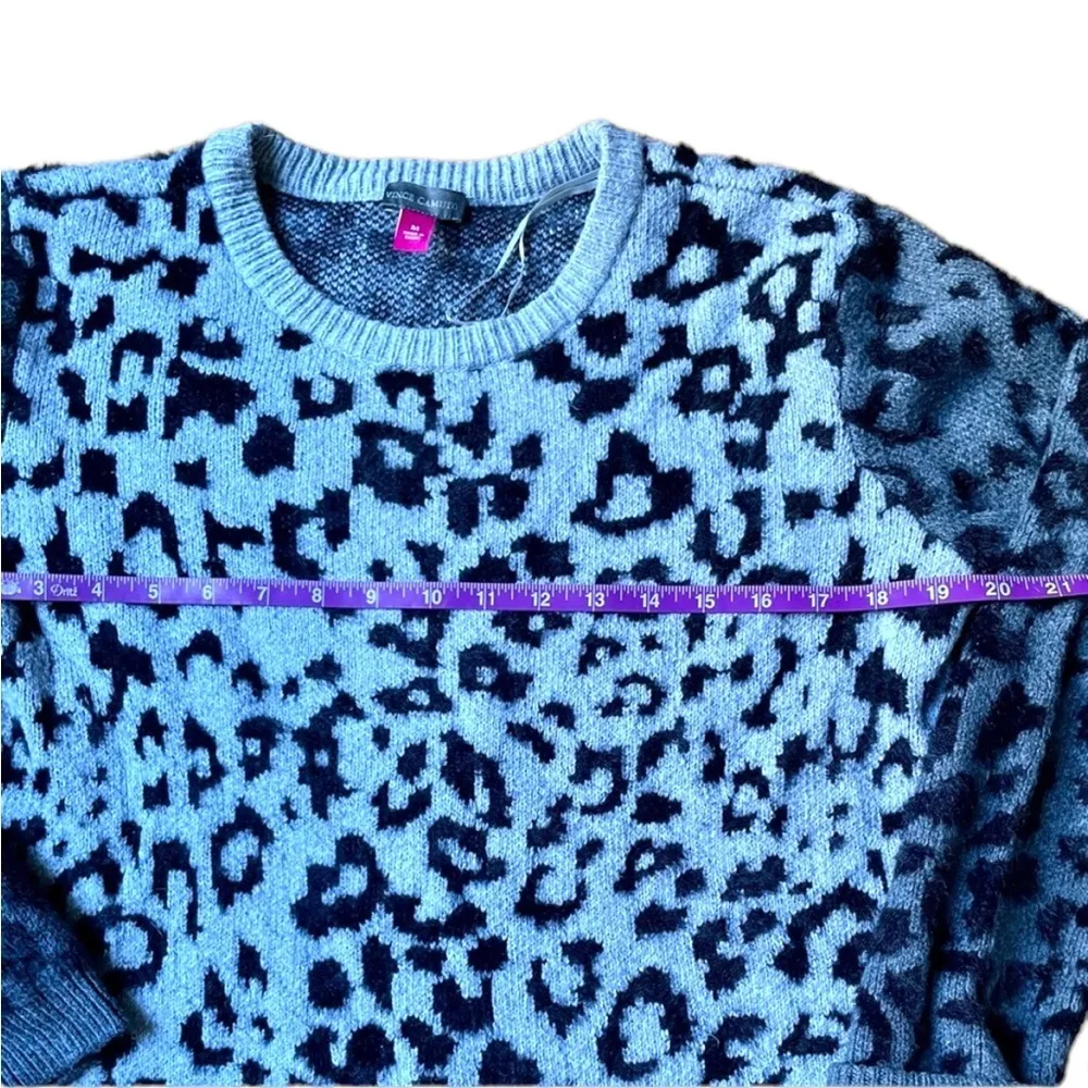 Vince Camuto Cheetah Print Sweater Gray Crewneck Women’s Size Medium​ Black - Image 3