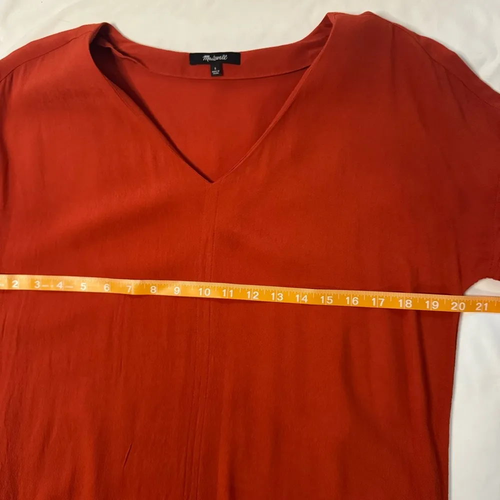 Madewell Novel Shift Dress Rust Size S Relaxed Knee Length Cap Sleeve V Neck - Image 5