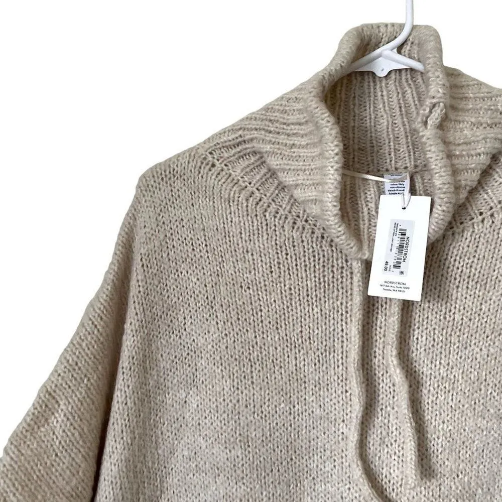 NWT Nordstrom one size poncho pullover sweater pockets knit sandy fabric comfort - Image 2