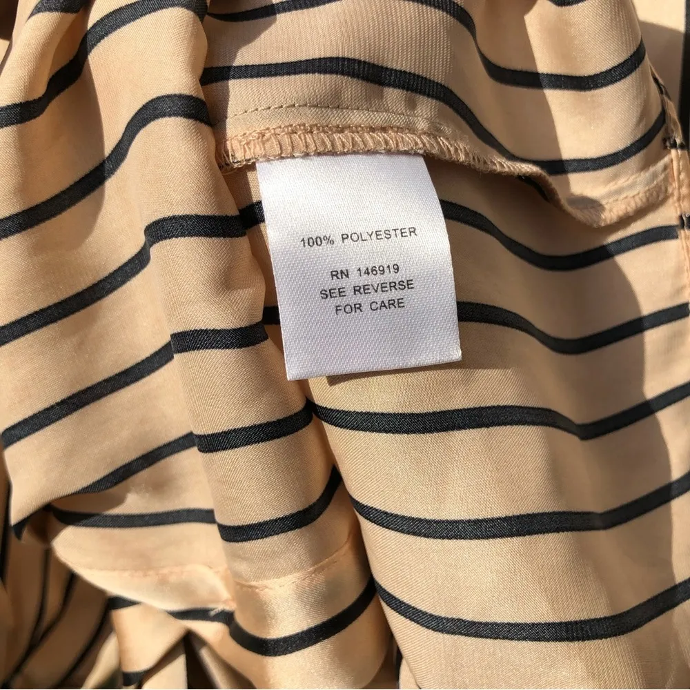 Cloud Chaser Striped Tie Front Top Beige Black L - Image 5