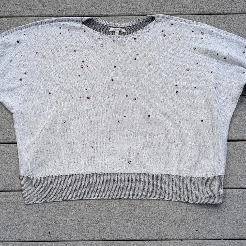 Nic + Zoe Kimono Sleeve Sweater | Nic + Zoe Falling Stars Embellished Sweater - Image 8