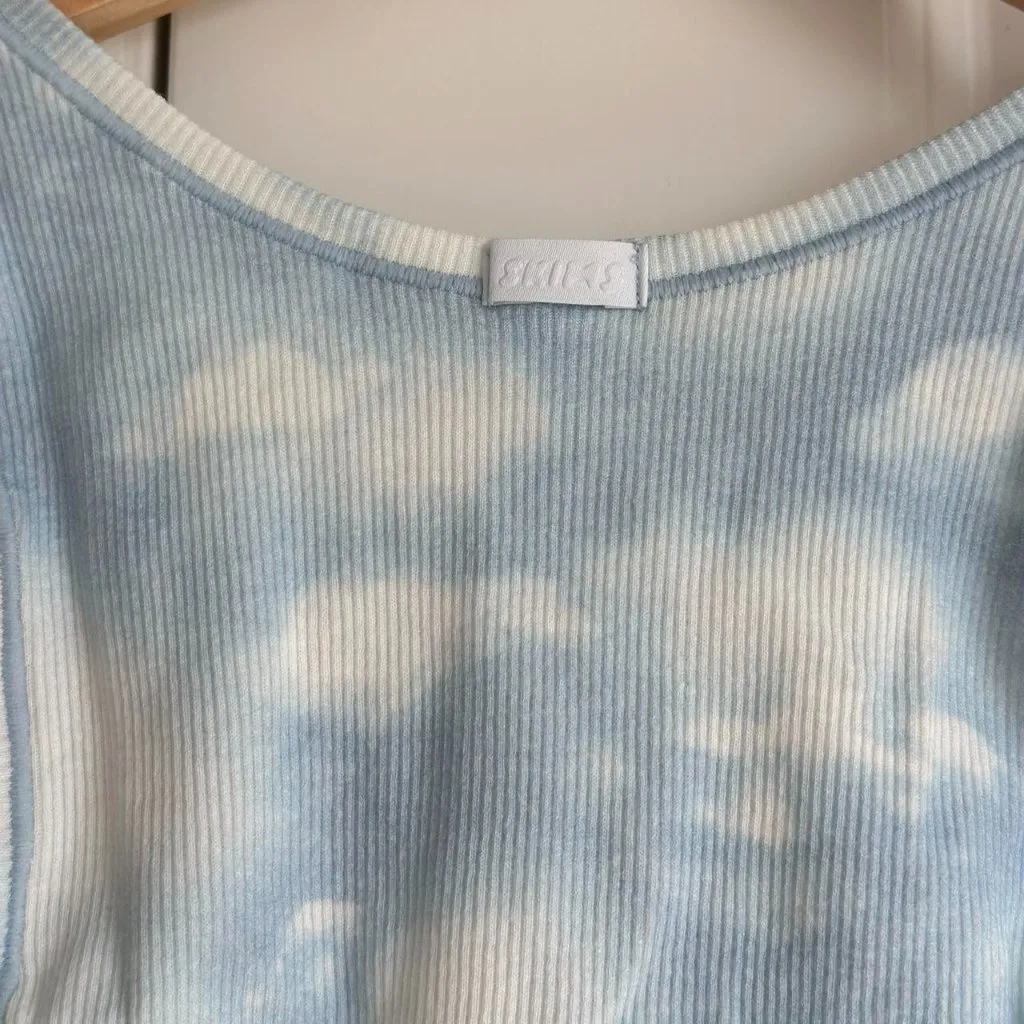 Skims Cotton Rib Tank in Blue Quartz Cloud Print, Size X-Small - Image 7