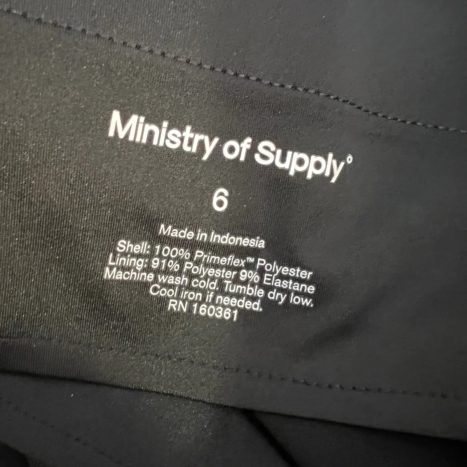Ministry of Supply Kinetic Pull On Pant Sz 6 Drawstring Stretch Black Workwear - Image 5