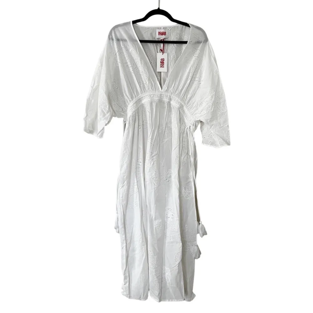 NWT SOLID & STRIPED Eyelet Tiger White Kaftan Cover-up Size Medium - Image 34