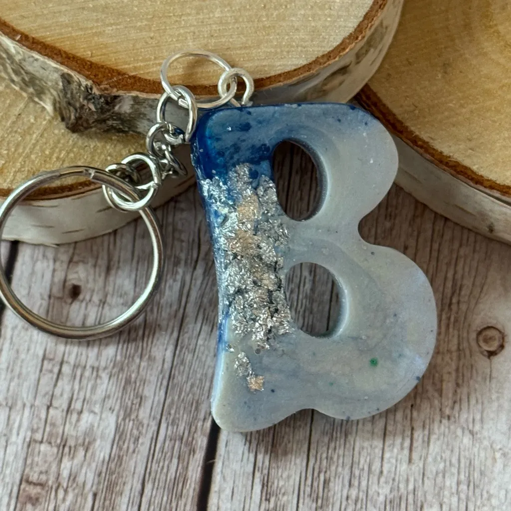 Hand Crafted Multicolor Key Holder Letter B Silver - Image 2
