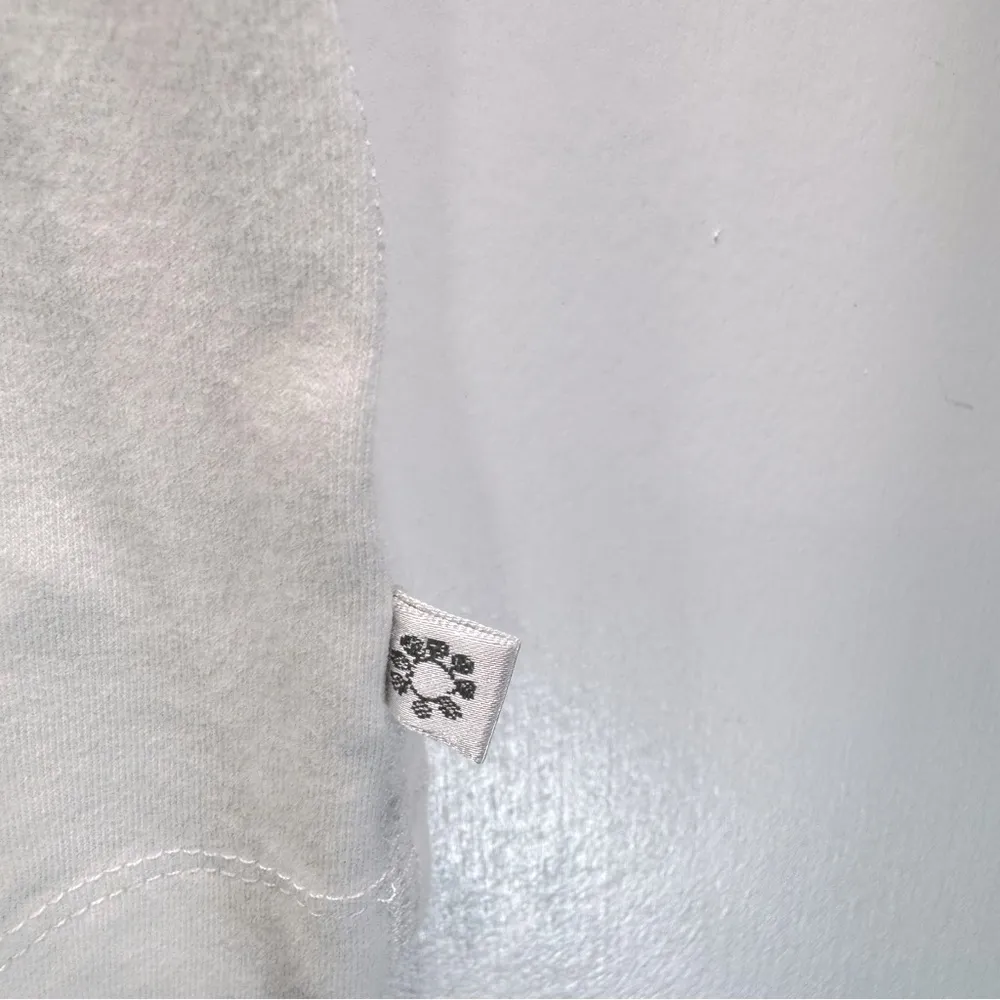 Chico’s Zenergy White Tee Blue & Olive Green Floral Metal Studs Asian Symbols - Image 4