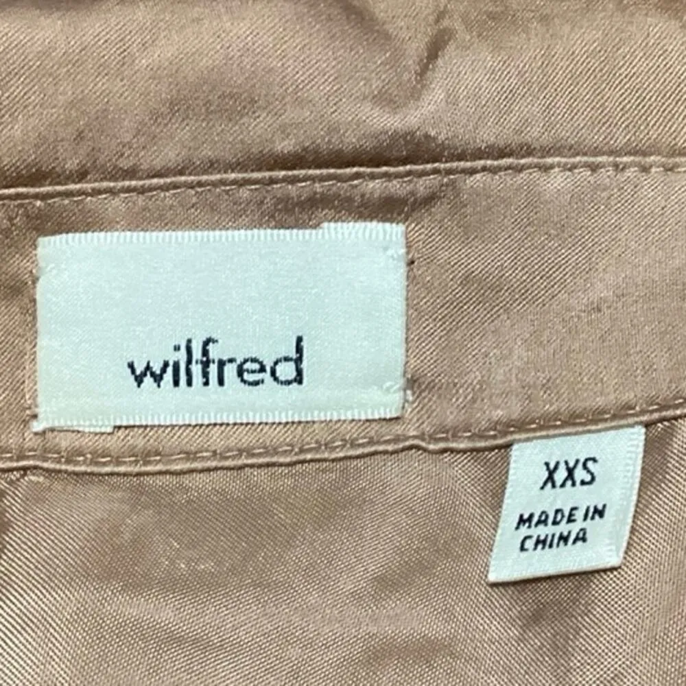 Aritzia Wilfred Brown Silk Satin Long Sleeve Tie
Button Up Shirt Blouse Top XXS - Image 4