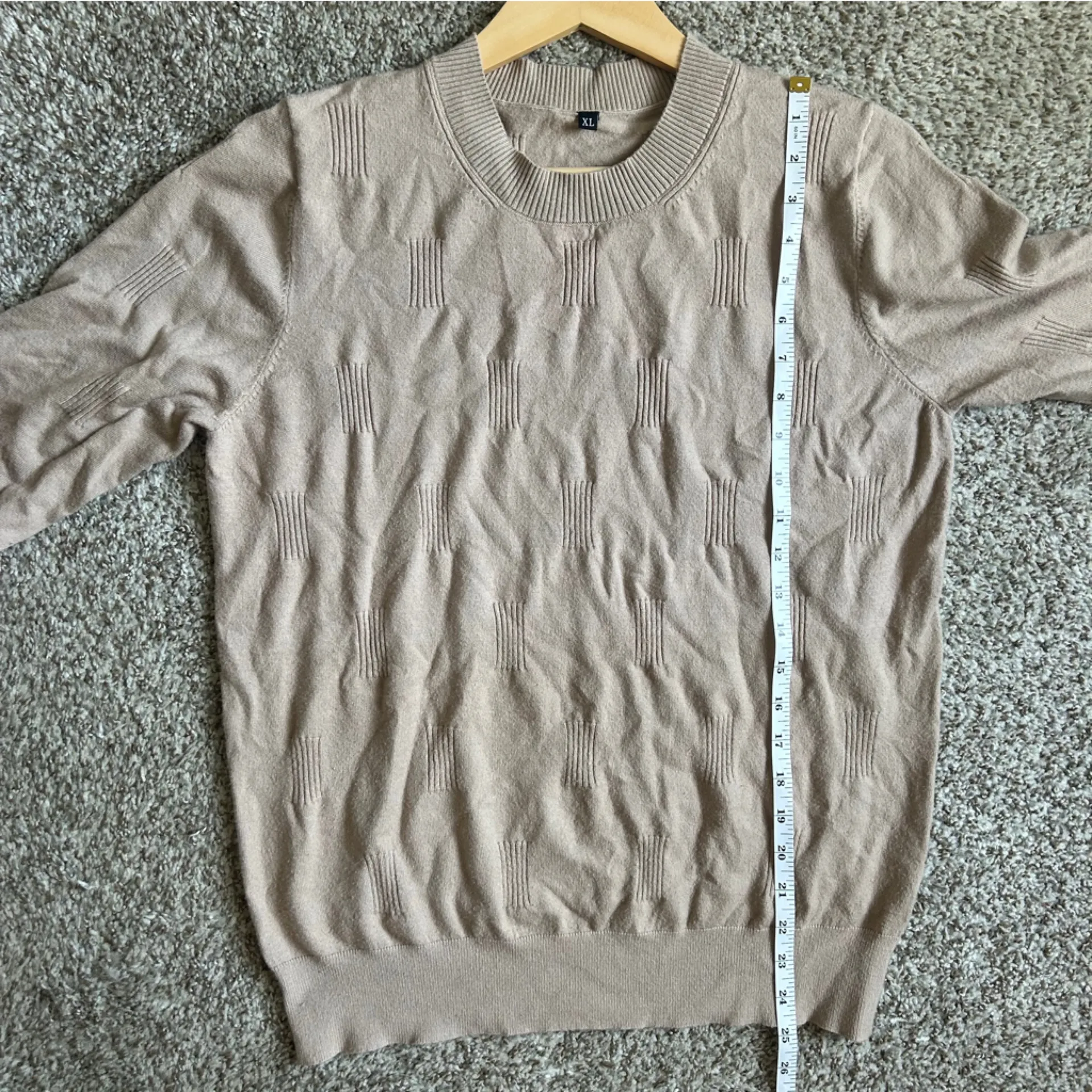 Cream Tan Crew Neck Sweater Lightweight Knit Casual Neutral Soft Comfy XL - Image 6