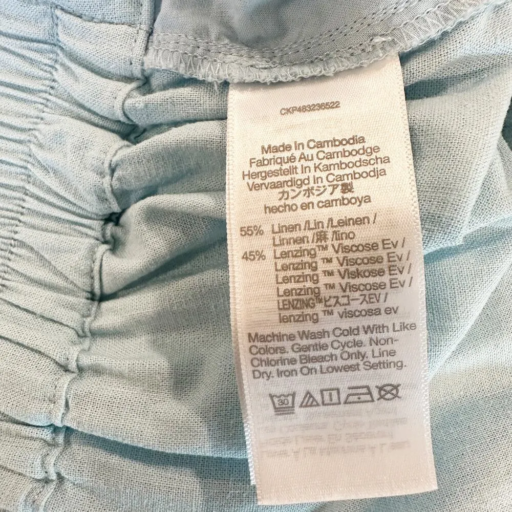 Madewell Womens Pants Pull-On Straight Crop Linen Blend Lightweight Blue Size 14 - Image 8