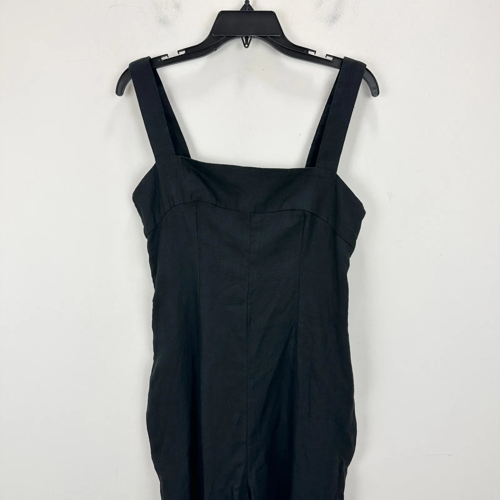 Madewell Squareneck Wide Leg Jumpsuit 100% Linen Black Minimalist US 4 NWT - Image 8