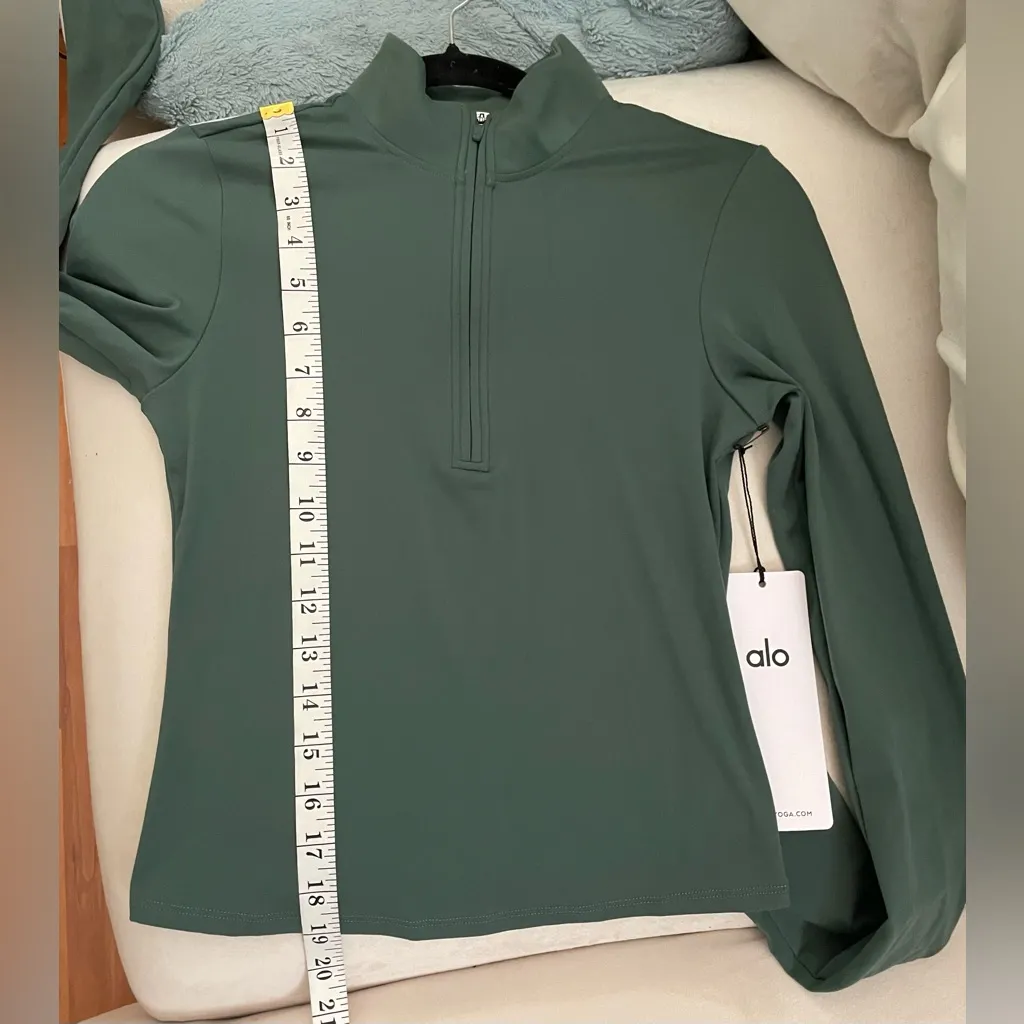 ALO Yoga Softsculpt Precision 1/4 Zip Long Sleeve Clover Green Size S - Image 7