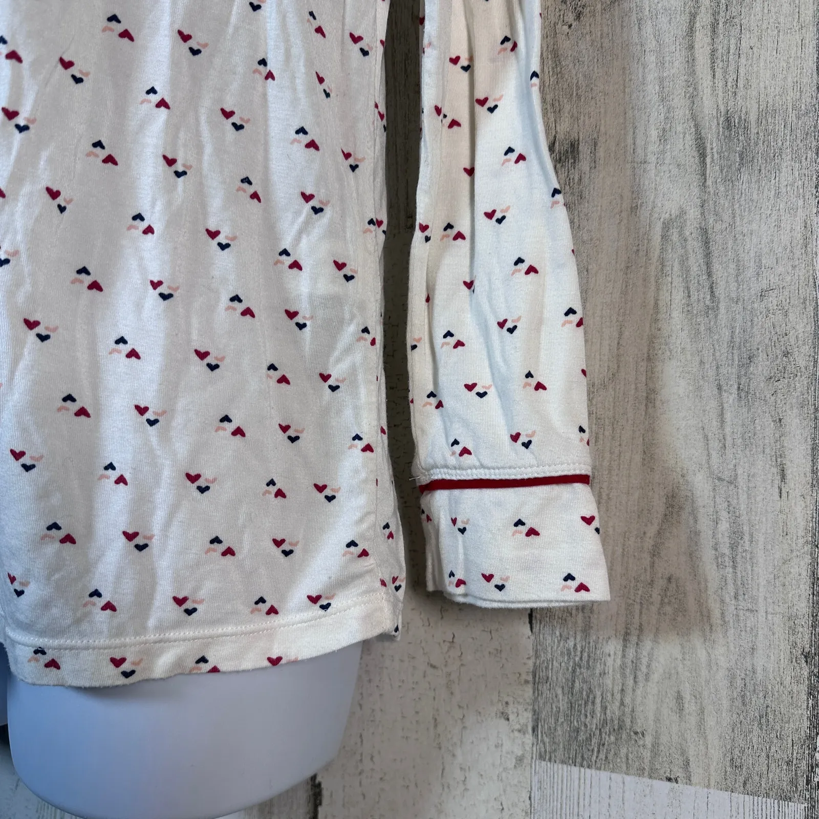 Eberjey Pajama Top White w/ Hearts TENCEL Modal Sz SX | MSRP $148 - Image 4