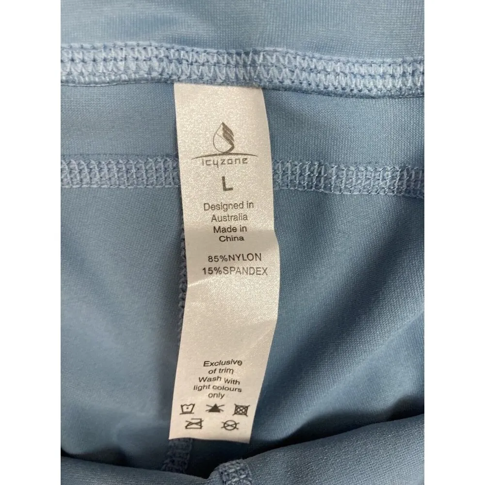 *New Icyzone Yoga Running Workout Legging  Womens Large Light Blue Crop Stretch - Image 4