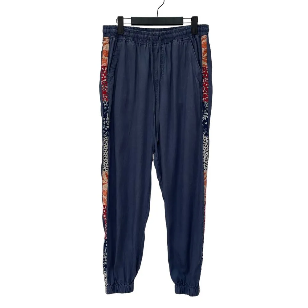 Knox Rose Jogger Pants Women's Medium Blue Mixed Media Side Panels Boho - Image 9