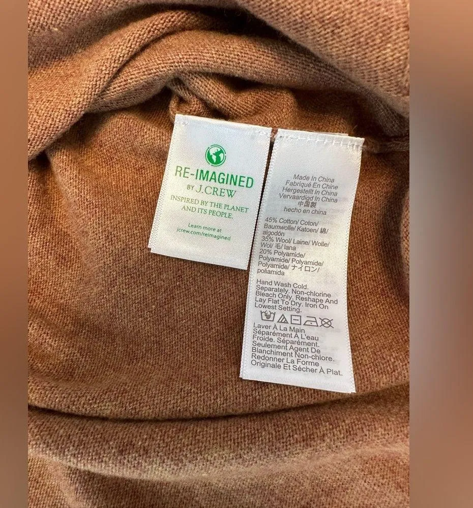 NWT J. Crew Factory Wool-blend V-neck tunic sweater Brown / Size S - Image 4