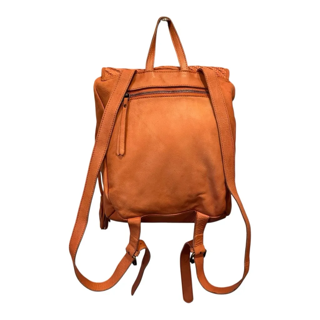 Orange Woven Leather Backpack - Image 3