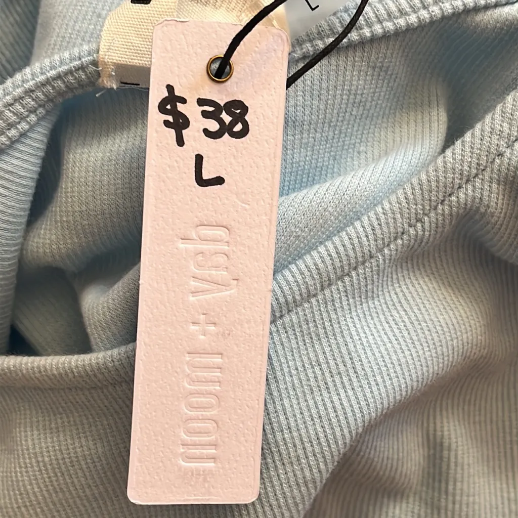 Day‎ + Moon Size Large Baby Blue Ribbed Bow Strap Tank Bodysuit NEW WITH TAGS - Image 7