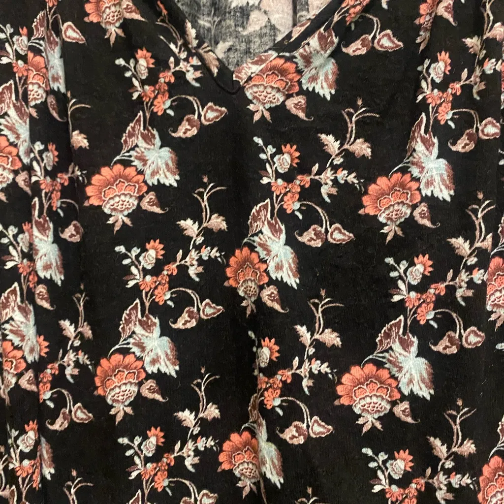 Eliane Rose Womens Floral Top Blouse 2X 2XL Bust 54” Black Blue Orange Print - Image 3