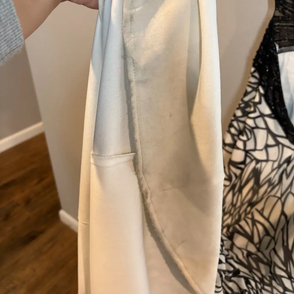 Y2K Betsy & Adam black and white silky one shoulder open back gown - Image 5