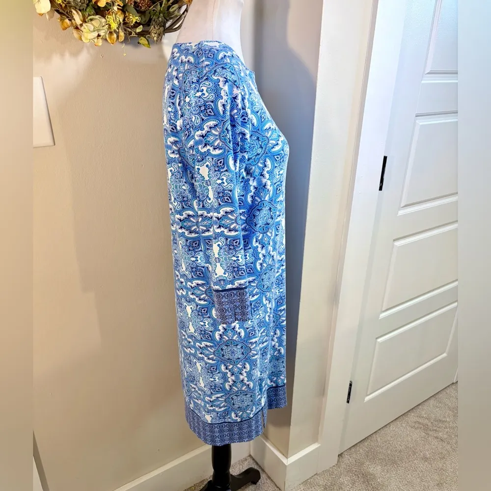 COOLIBAR Oceanside Tunic Dress Geometric UPF 50+ Swimsuit Cover Up Sz S 🧡 Blue - Image 4